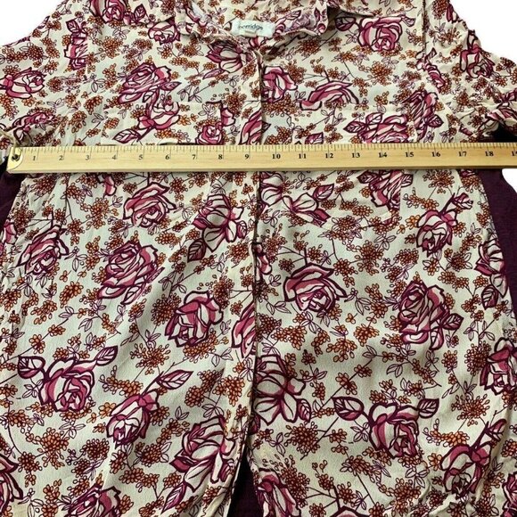Anthropologie Porridge Womens Wine Floral Mixed Print Top Collar Button Down M - Picture 9 of 13